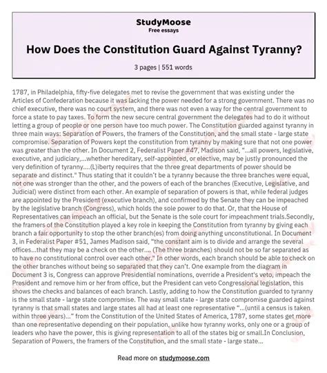 how did the constitution guard against tyranny dbq essay